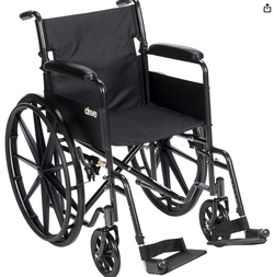 Drive Medical Silver Sport 1 Folding Transport Wheelchair, Black