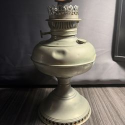 Rayo - Nickel over Brass Kerosene Oil Lamp, Center Draft Table Lamp Antique