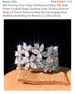 925 Sterling silver flower ring Size 6
