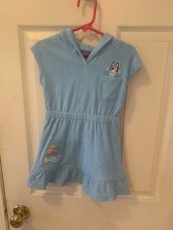 Bluey Girls’ Blue Hooded Terry Cloth Dress – Size 3T