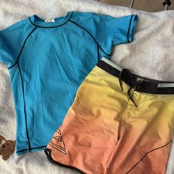 Boys Swim Trunks And Shirt