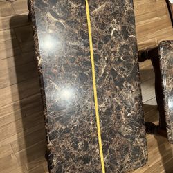 Brown Faux Marble Furniture Table Set (3)