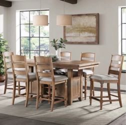 Imagio Home Jordan Rustic Farmhouse Counter Height Dining Table Set 6 chairs w/leaf Estate sale