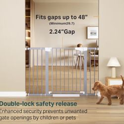New 29.7-48" W x 30.5” H, Pet, Dog, Baby Safety Gate for Doorways or Stairs, Auto Close, No Drilling
