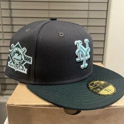 NY Mets Dark Grey Green 2 Tone Fitted Hat