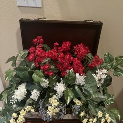 Absolutely Gorgeous Floral Arrangement In A wooden Butterfly Suitcase 