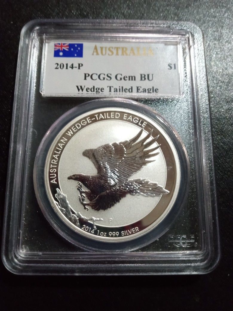 2014-P PCGS GEM BU Wedge Tailed Eagle Silver $1- John Mercanti Hand Signed