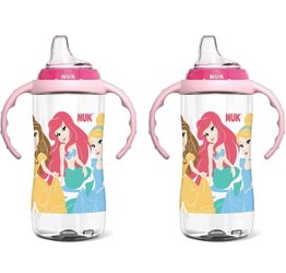 NUK Disney Princess Large Learner Cup 10oz 2pk – BPA Free, Spill Proof Sippy Cup