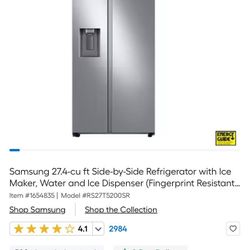 Samsung 27.4-cu Ft. Side By Side Refrigerator 