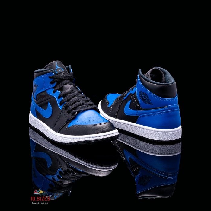 JORDAN 1 MID HYPER ROYAL TUMBLED LEATHER  (SKU: 554724-077 )                    ( SIZE 8.5, 9, 9.5, 10, 10.5 )