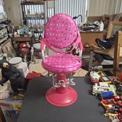 Pink Beauty Salon Toy Chair For 18" Dolls, Has Pink Velcro Straps & Moves Up & Down & Swivels Like A Real One 18" 