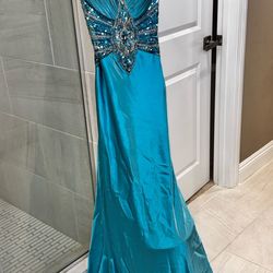 Turquoise Blue Beaded Prom Special Occasional  Formal Dress size Small 4