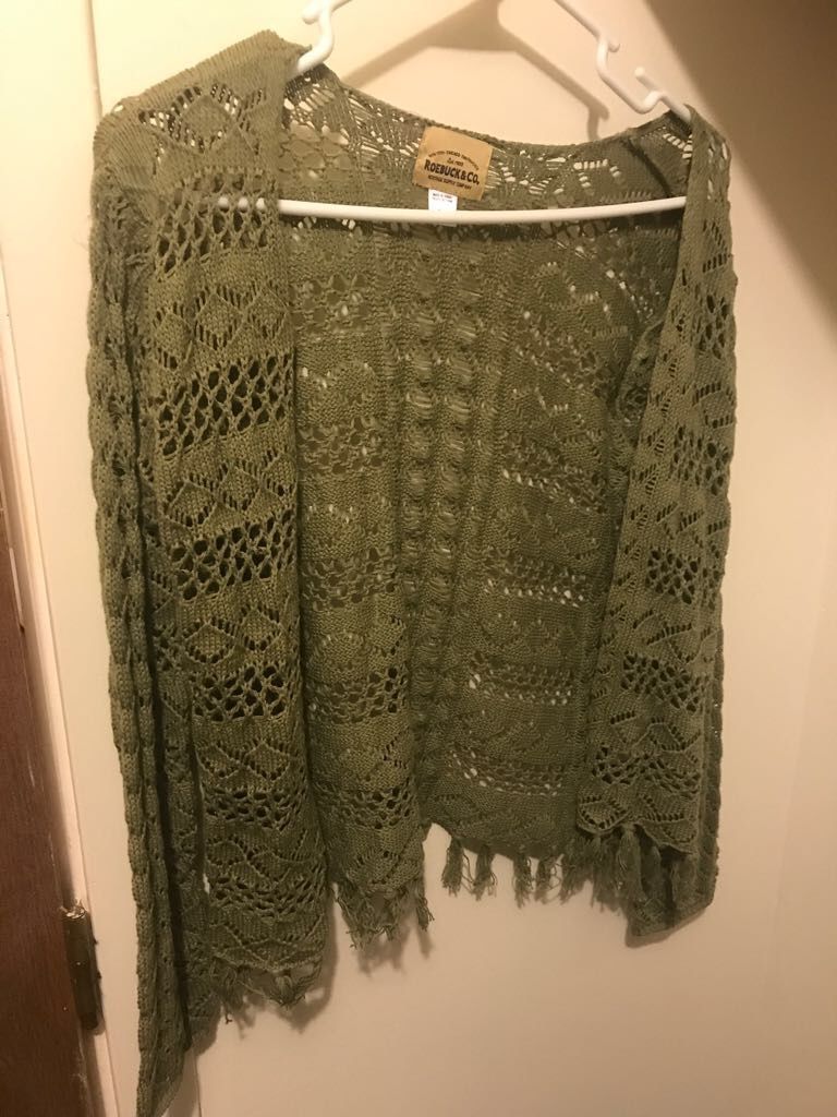 Olive Green Fringe Cardigan New