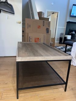 Industrial Wood and Metal Coffee Table