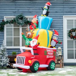 NEW Christmas Santa's Present Delivery Truck Airblown Inflatable