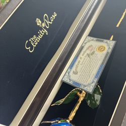 24K Gold-Dipped Eternity Rose (Blue) – With Certificate & Display Box 💙 One-of-a-Kind Gift or Display Piece 💙