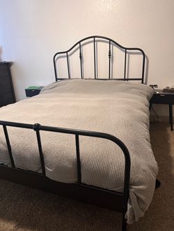 Queen Metal Bed Frame + Mattress