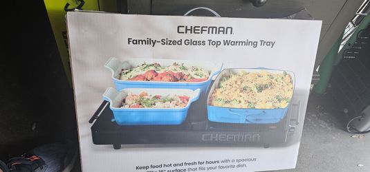Chefman family sized glass top warming tray