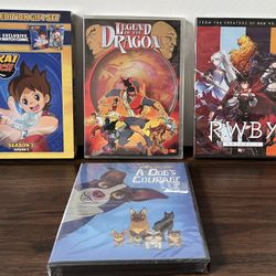 DVD’s  RWBY,  Yo-Kai Watch,  Legend of the Dragon, A Dog’s Courage