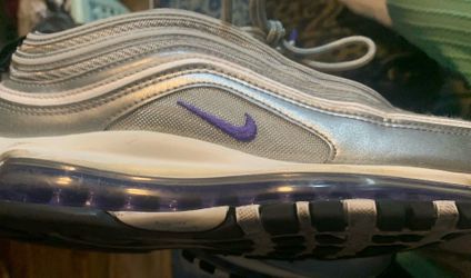 Nike Air Max 97 - METALLIC SILVER AND BALTIMORE RAVENS PURPLE US MEn 9.5—have strong resale demand.
