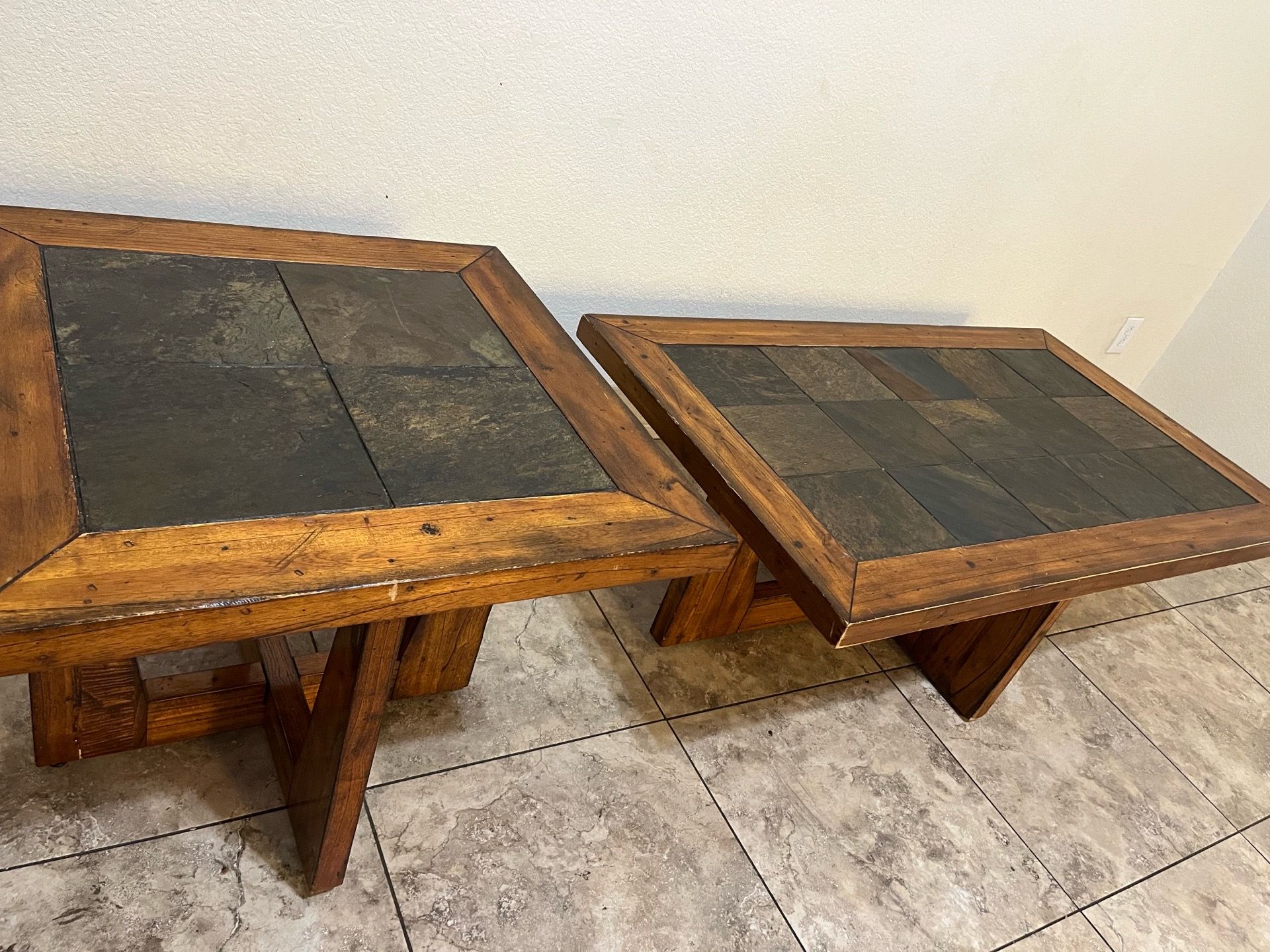 Wood and Stone Coffee table / end table set