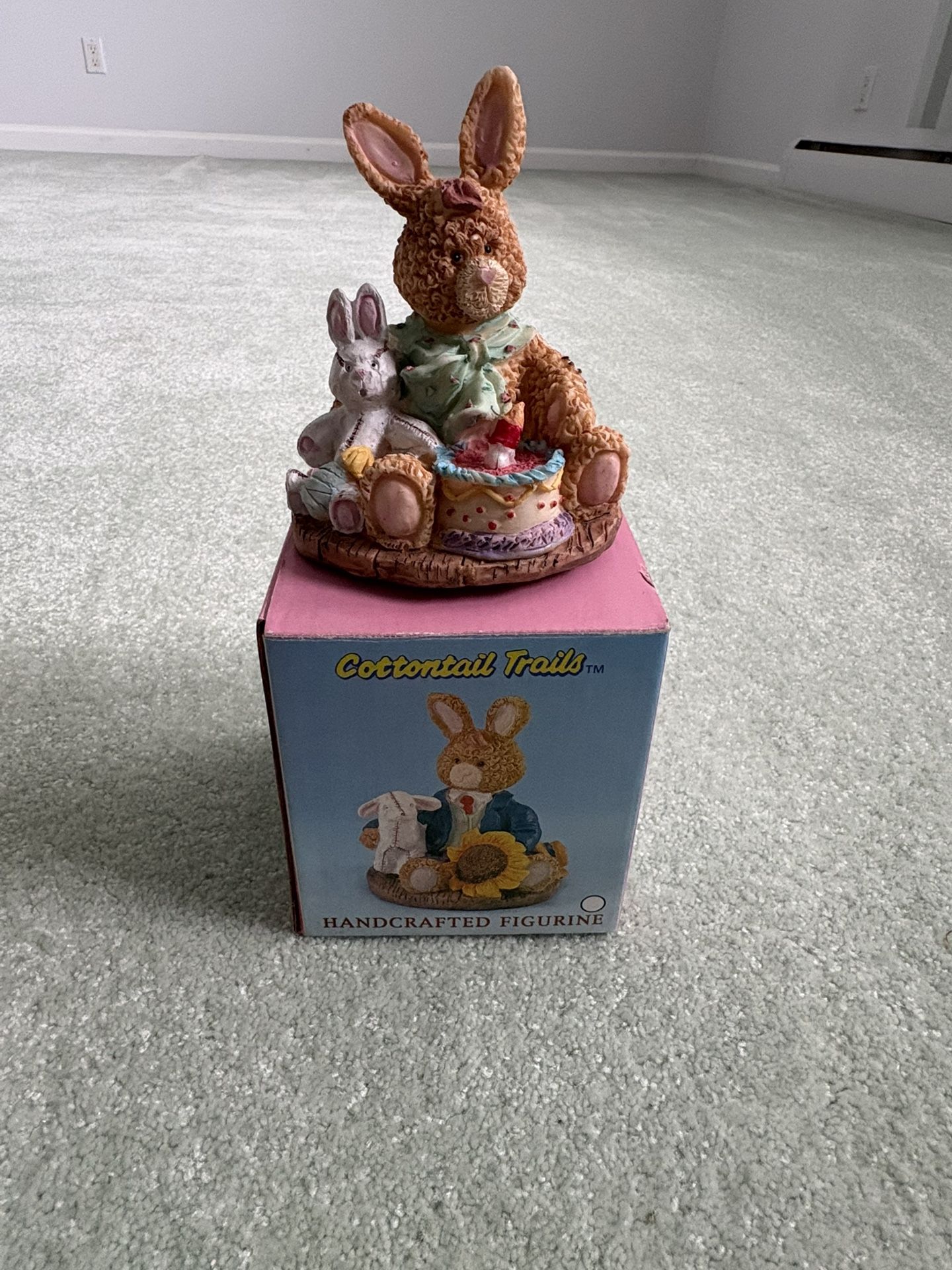 Cottontail Trails, Handcrafted, Figurine, Of A Bunny, With A Smaller Bunny