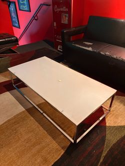 White Top Coffee Table with Chrome Frame