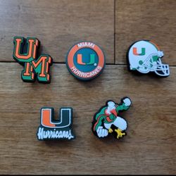 Lot Of 5 Miami Hurricanes Shoe Charms 