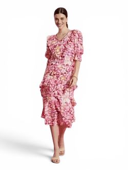 NWT Tyler Boe Maxine Silk Tiered Ruffle Midi Dress 6