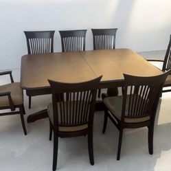 Solid Wood Dining Room And 7 Chairs 
