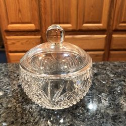 Beautiful Crystal Covered Candy Dish.  Size 4 1/2 inches Tall And 3 1/2 inches Wide .  Brand New Never Used .  Has been on display in a cabinet.