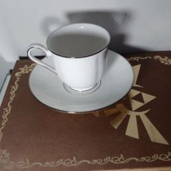 HANNA PLATINUM PORCELAIN TEA CUP & SAUCER SET BY LENOX 