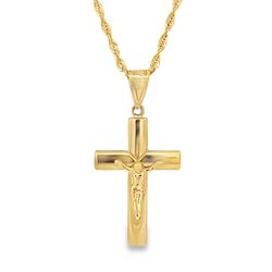 10k Yellow Gold Cross Pendant Necklace 