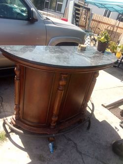 Antique bar with marble top and oakwood