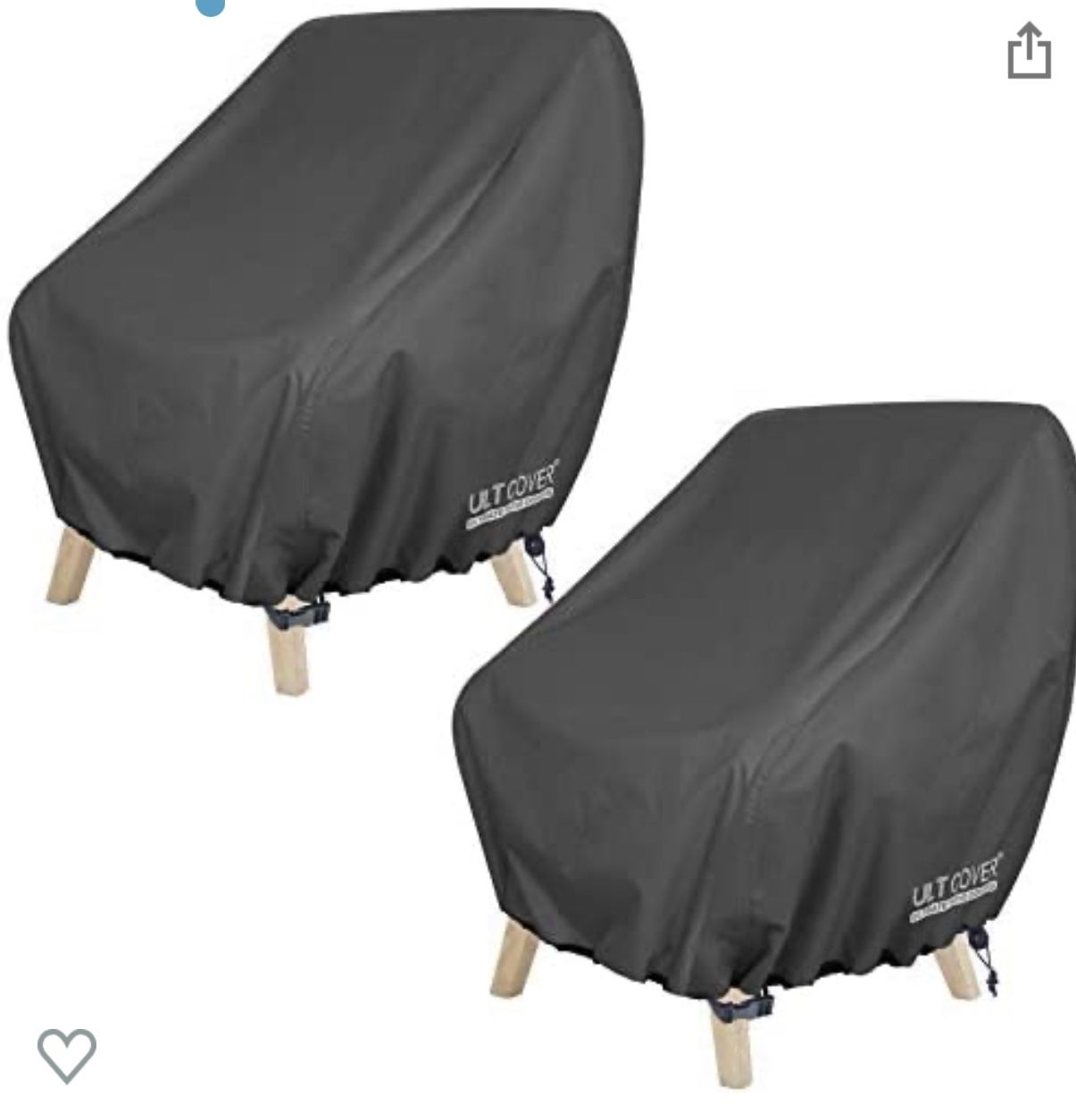 ULTCOVER Waterproof Patio Chair Cover – Outdoor Lounge Deep Seat Single Lawn Chair Cover 2 Pack Fits Up to 32W x 34D x 34H inches, Black