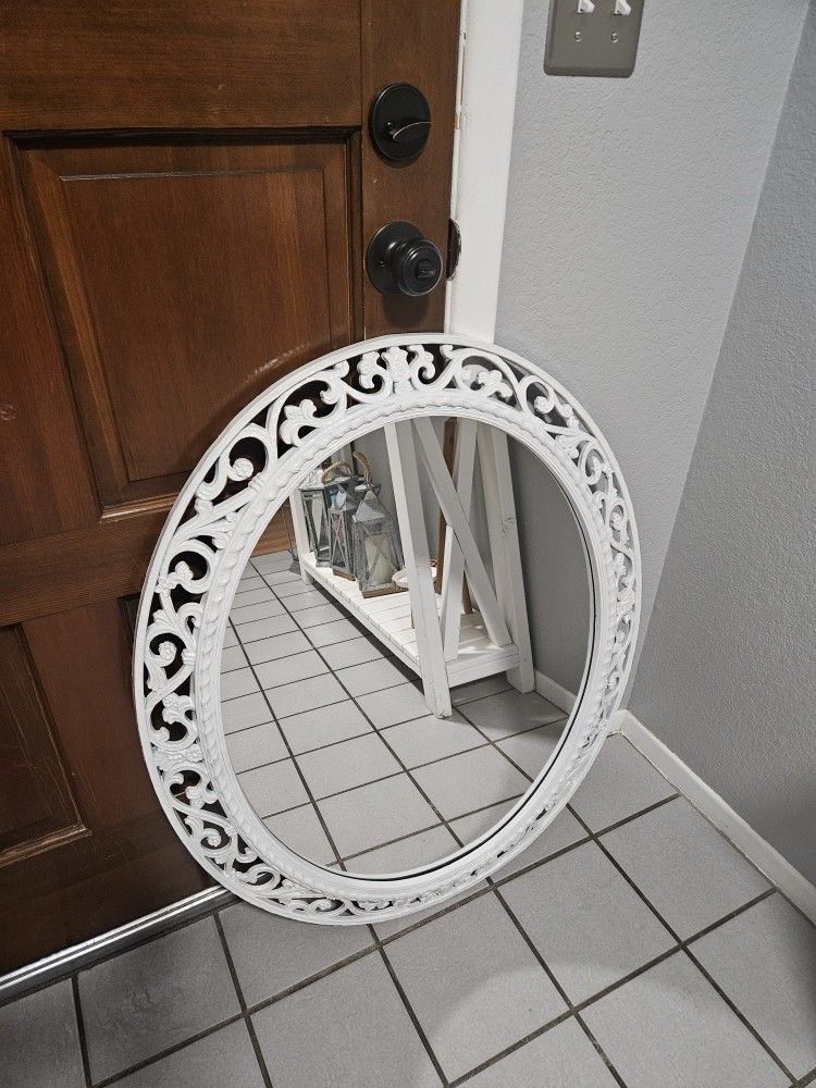Mirror, Flower Vase, and Metal Wall Hanger