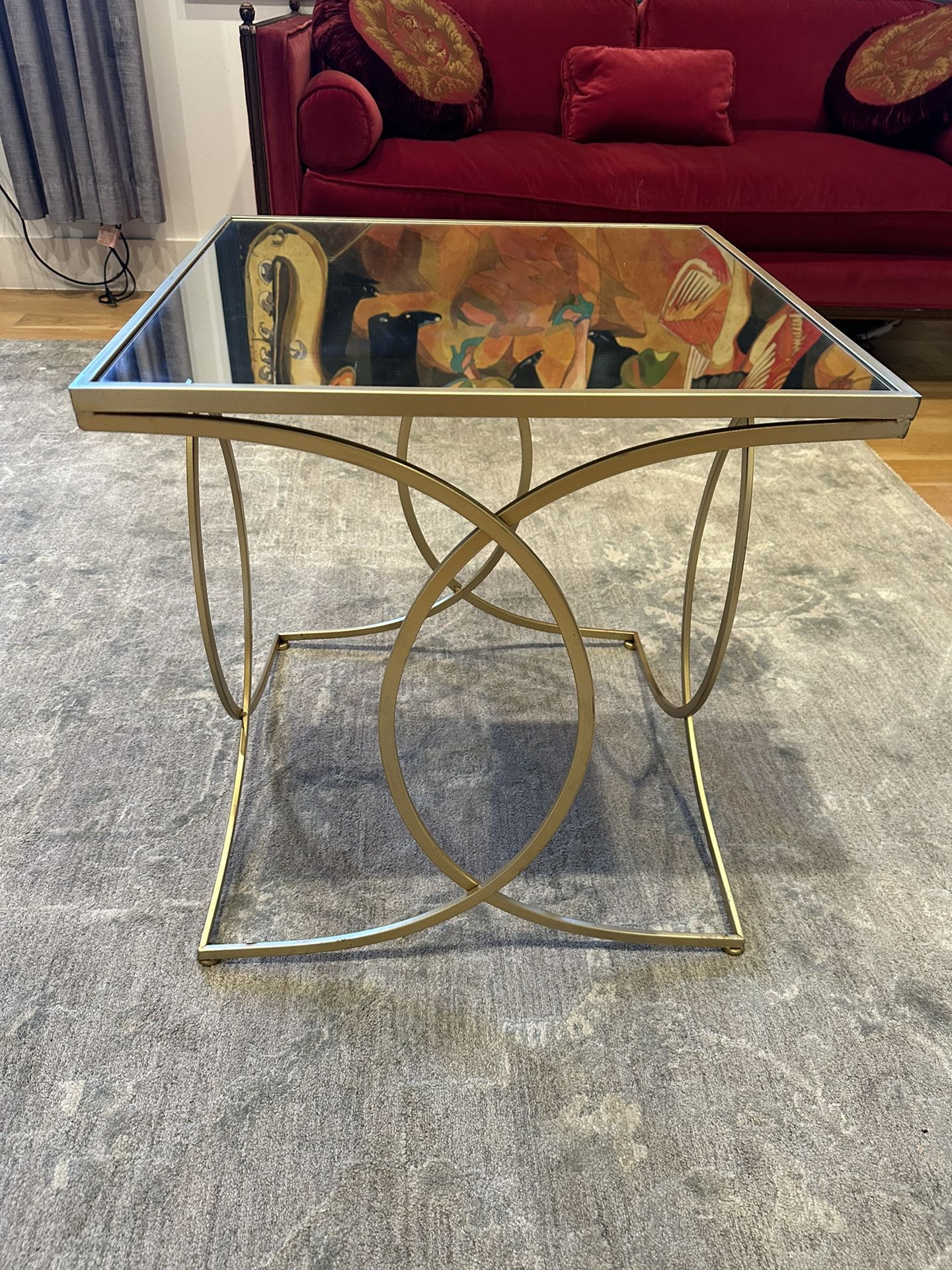Gold Mirror Table 22”H x 20”W x 20”D