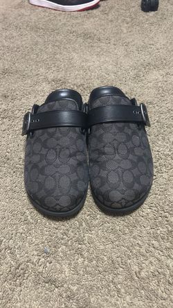 Coach Signature Clogs with Buckle Strap