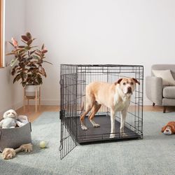 XL Metal Dog Crate With Tray 2 Doors