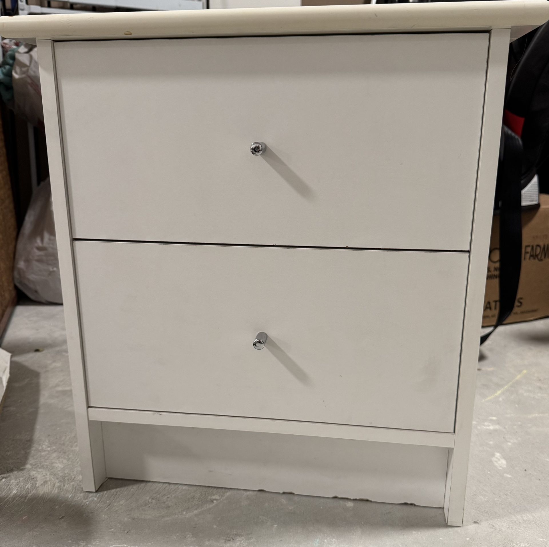 Side Table /White 2-Drawer Nightstand