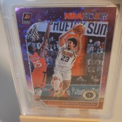 2019 Hoops Premium Stock CAMERON JOHNSON  #208 PURPLE DISCO PRIZM ROOKIE. GMA  Graded 10