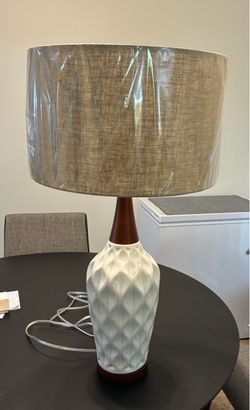 30" Mid-Century Modern White Ceramic Table Lamp. MAKE OFFER.