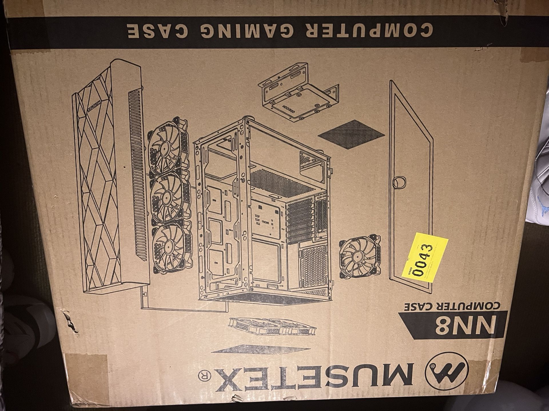 MUSETEX ATX PC Case Pre-Install 6 PWM ARGB Fans, Polygonal Mesh Computer Gaming Case, Opening Tempered Glass Side Panel Mid-Tower Case, USB 3.0 x 2, B