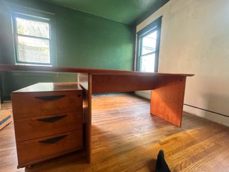 IKEA executive desk and rolling cabinet.