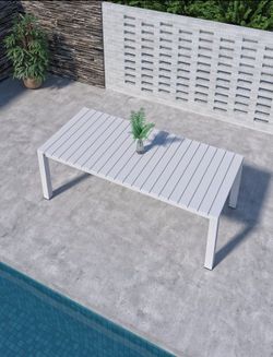 BRAND NEW Rectangular White Dining Table | Die-Cast Aluminum | Outdoor & Patio Furniture | Delivery Available