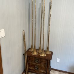 Set Of 6 Metal Angel Trumpets 53” Long