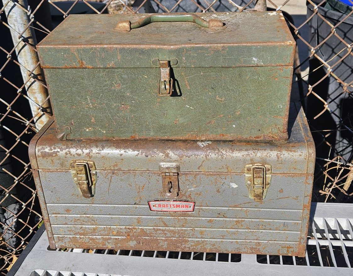 2 Vintage Metal Toolboxes!