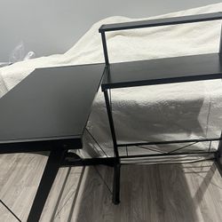 Metal And Wood L Shaped Computer Desk