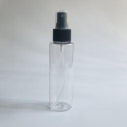 4oz Clear PET Cylinder Round Bottle & Black Fine Mist Sprayer (48 Pack)