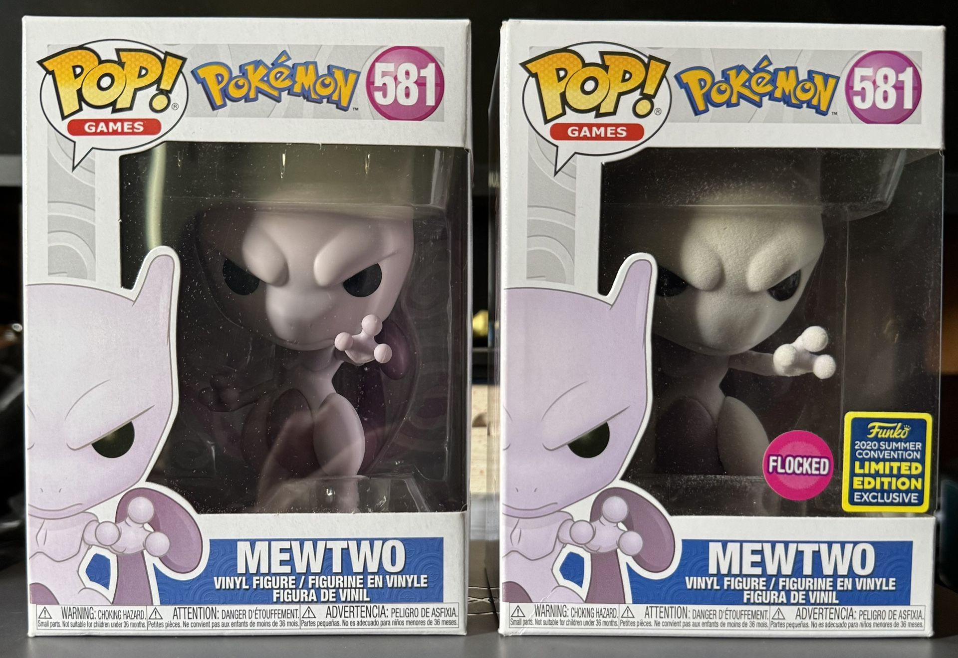 Funko Pop Mewtwo Flocked Shared Sticker and Common Set